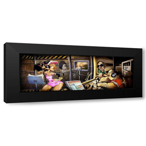 Recording Studio Black Modern Wood Framed Art Print with Double Matting by Alvez, A. - Perez, A.