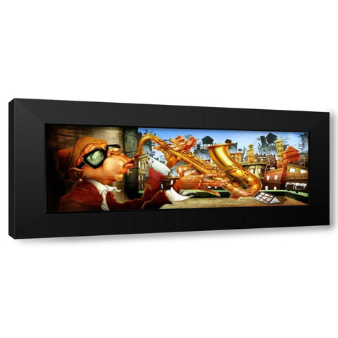 On the roof -2 Black Modern Wood Framed Art Print by Alvez, A. - Perez, A.