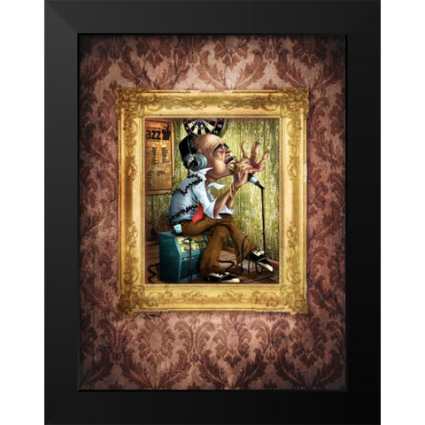 Bluesman 2A Black Modern Wood Framed Art Print by Alvez, A. - Perez, A.