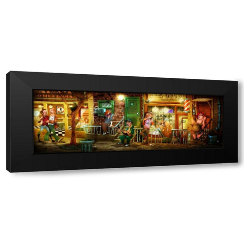 BCN Street Black Modern Wood Framed Art Print by Alvez, A. - Perez, A.