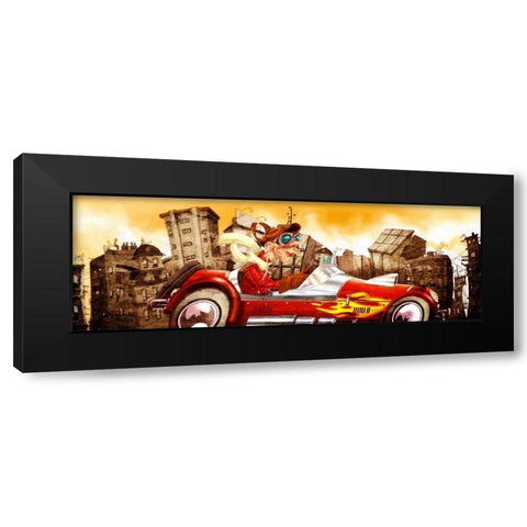 The Crazy Cars Black Modern Wood Framed Art Print with Double Matting by Alvez, A. - Perez, A.