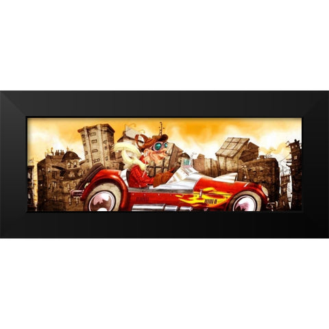 The Crazy Cars Black Modern Wood Framed Art Print by Alvez, A. - Perez, A.