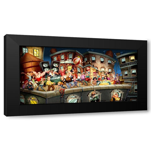 Party on the Roof Black Modern Wood Framed Art Print by Alvez, A. - Perez, A.