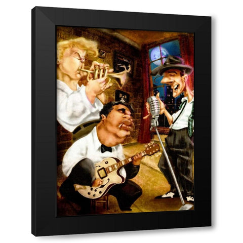 Band Jazz Club Black Modern Wood Framed Art Print by Alvez, A. - Perez, A.
