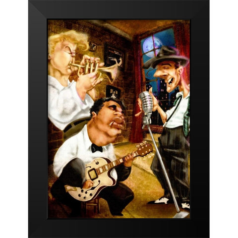 Band Jazz Club Black Modern Wood Framed Art Print by Alvez, A. - Perez, A.