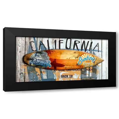 Surf 01 Black Modern Wood Framed Art Print with Double Matting by Art Made 4 u