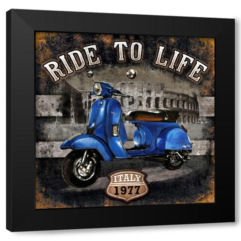 Motorbike 01 Ride to Life Black Modern Wood Framed Art Print by Sola, Bresso