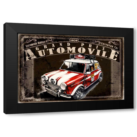 Grand Prix Automovile Black Black Modern Wood Framed Art Print by Sola, Bresso