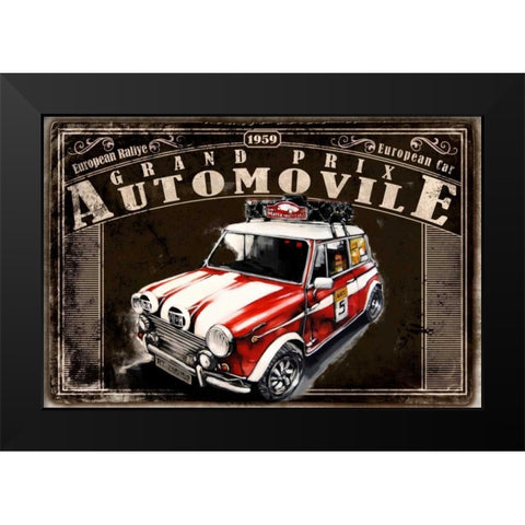 Grand Prix Automovile Black Black Modern Wood Framed Art Print by Sola, Bresso