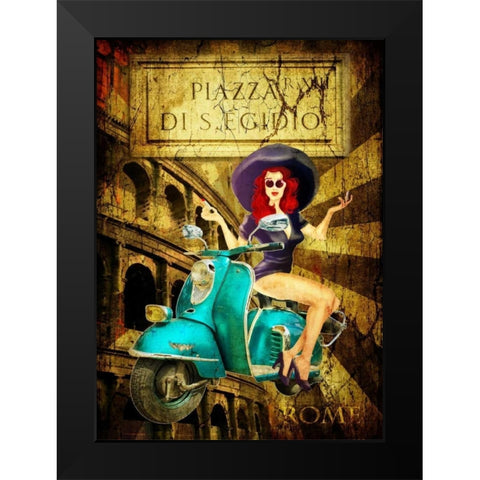 Pin Up Rome Black Modern Wood Framed Art Print by Sola, Bresso