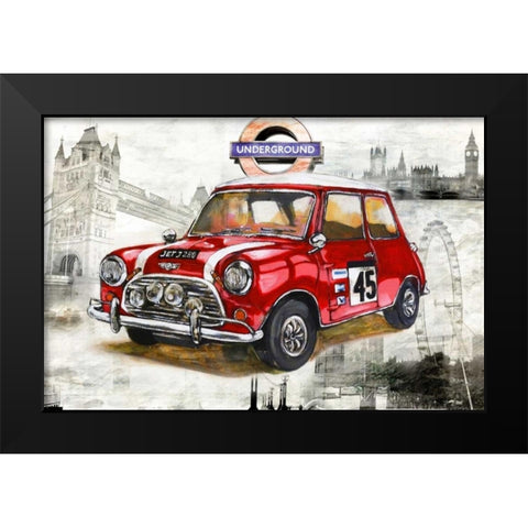 London Car Black Modern Wood Framed Art Print by Sola, Bresso