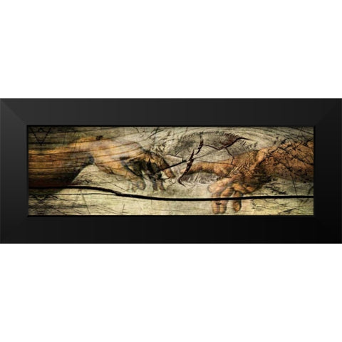 God and Adan Black Modern Wood Framed Art Print by Sola, Bresso
