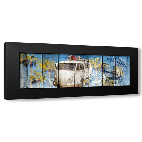 The beach van Black Modern Wood Framed Art Print with Double Matting by Sola, Bresso