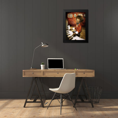 The Pianist Black Modern Wood Framed Art Print by Sola, Bresso