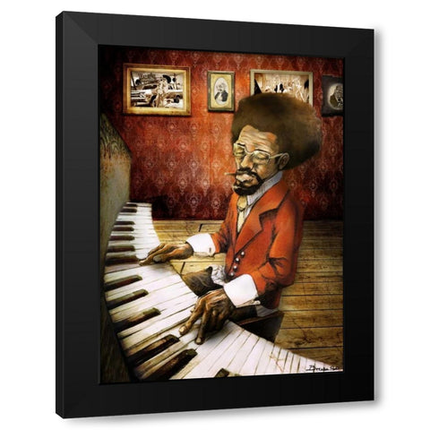 The Pianist Black Modern Wood Framed Art Print with Double Matting by Sola, Bresso