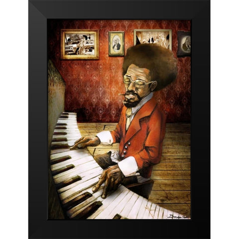 The Pianist Black Modern Wood Framed Art Print by Sola, Bresso