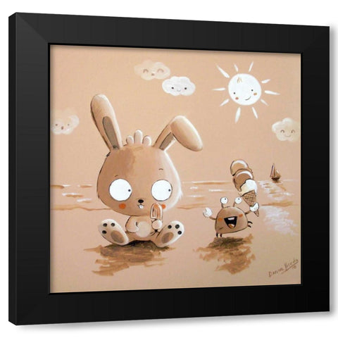 Rabbit and Crab Black Modern Wood Framed Art Print with Double Matting by Vicedo, Diana