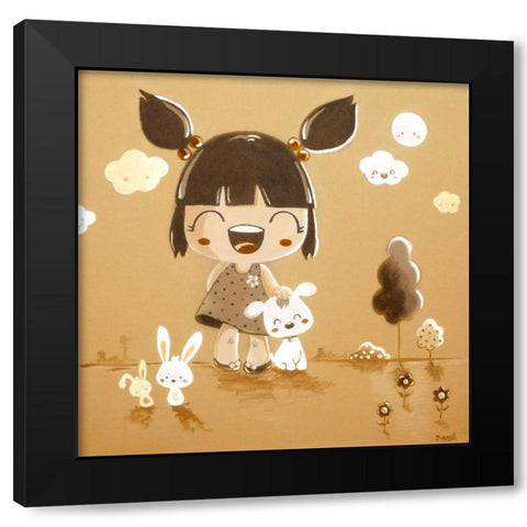 Little Girl Cream Color Black Modern Wood Framed Art Print with Double Matting by Vicedo, Diana