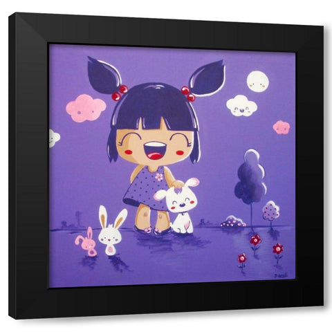 Little Girl Violet Color Black Modern Wood Framed Art Print with Double Matting by Vicedo, Diana