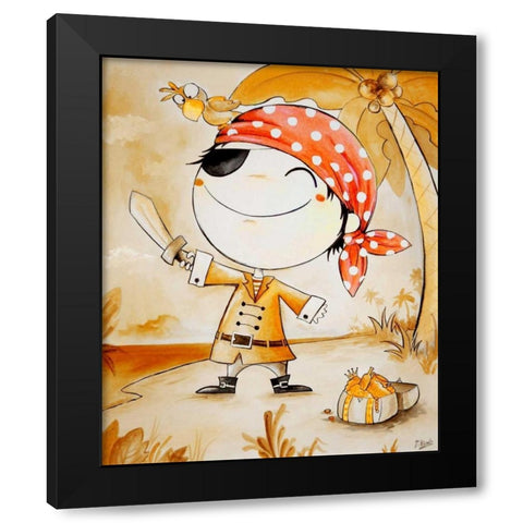 Pirate Black Modern Wood Framed Art Print by Vicedo, Diana