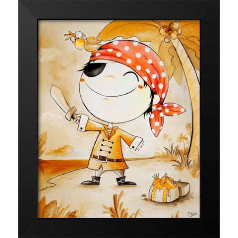 Pirate Black Modern Wood Framed Art Print by Vicedo, Diana