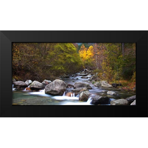Forest and river 802 Black Modern Wood Framed Art Print by Palacios, J.A.