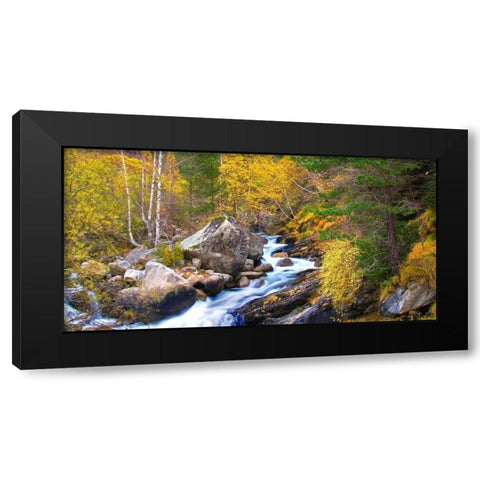 Forest and river 803 Black Modern Wood Framed Art Print by Palacios, J.A.