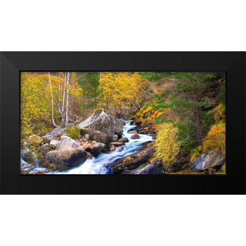 Forest and river 803 Black Modern Wood Framed Art Print by Palacios, J.A.