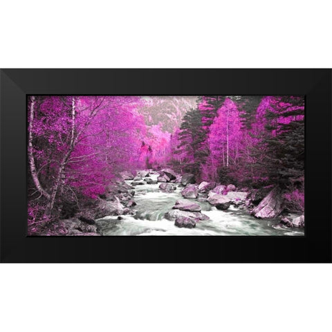 Lilac river and trees 832 Black Modern Wood Framed Art Print by Palacios, J.A.