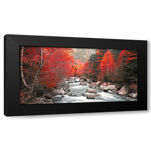 Red river and trees 831 Black Modern Wood Framed Art Print by Palacios, J.A.