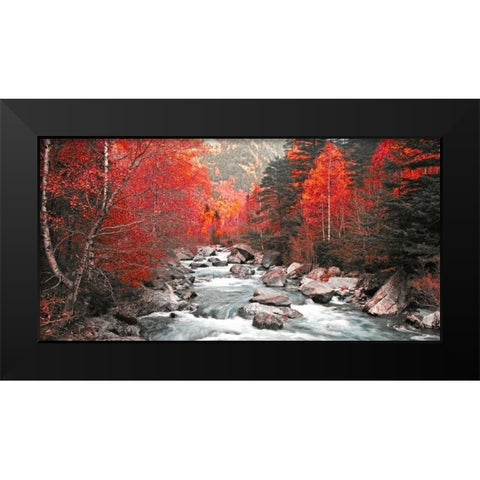 Red river and trees 831 Black Modern Wood Framed Art Print by Palacios, J.A.