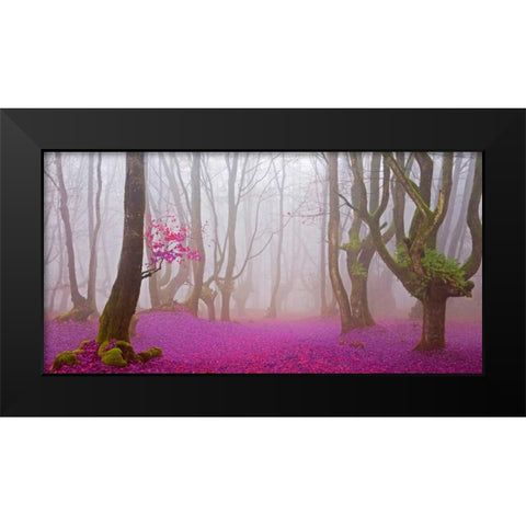 Fuchsia forest leaves 829 Black Modern Wood Framed Art Print by Palacios, J.A.