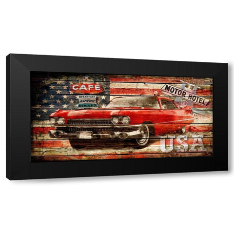 USA Collage 2 Black Modern Wood Framed Art Print by Robins, John H.