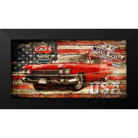USA Collage 2 Black Modern Wood Framed Art Print by Robins, John H.