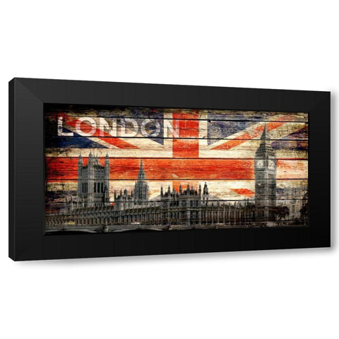 UK Collage 2 Black Modern Wood Framed Art Print with Double Matting by Robins, John H.