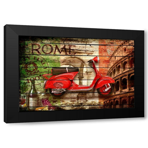 Italy Collage 2 Black Modern Wood Framed Art Print with Double Matting by Robins, John H.