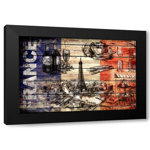 France Collage 03.02 Black Modern Wood Framed Art Print with Double Matting by Robins, John H.
