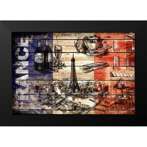 France Collage 03.02 Black Modern Wood Framed Art Print by Robins, John H.