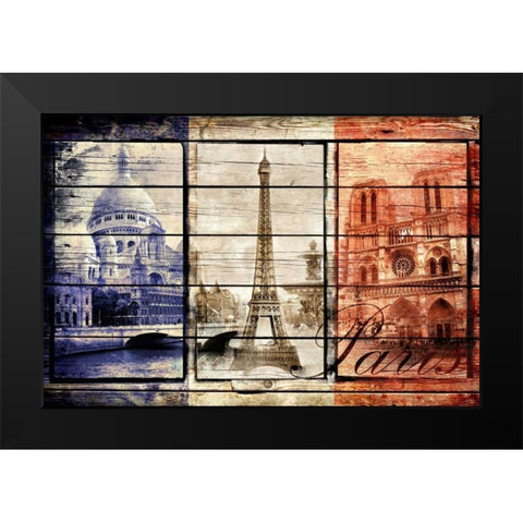 France Collage 02.02 Black Modern Wood Framed Art Print by Robins, John H.