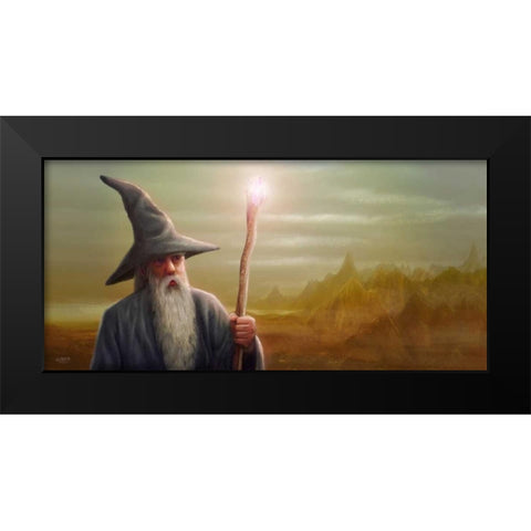 The Wizard Black Modern Wood Framed Art Print by Martin, Jose Luis