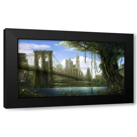 New York Jungle Black Modern Wood Framed Art Print with Double Matting by Martin, Jose Luis