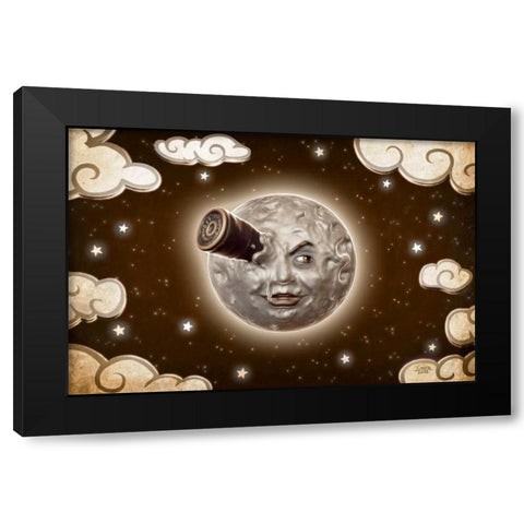 A Trip to the Moon-Sepia Black Modern Wood Framed Art Print by Martin, Jose Luis