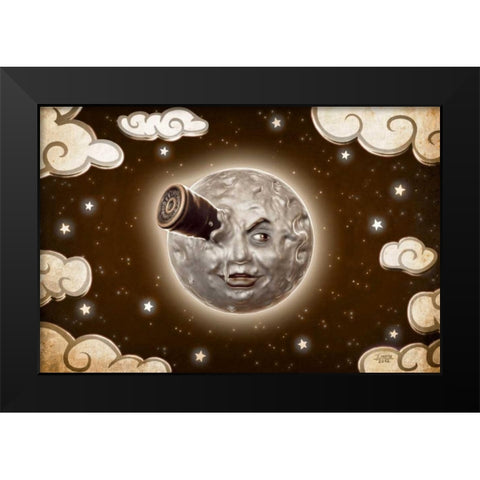 A Trip to the Moon-Sepia Black Modern Wood Framed Art Print by Martin, Jose Luis