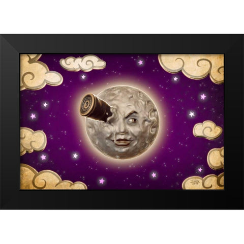 A Trip to the Moon-Violet Black Modern Wood Framed Art Print by Martin, Jose Luis