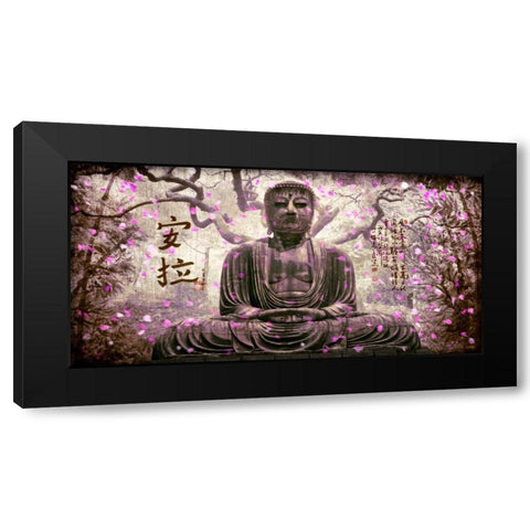 Buddha in tree lilac Black Modern Wood Framed Art Print by Ferriz, Jose