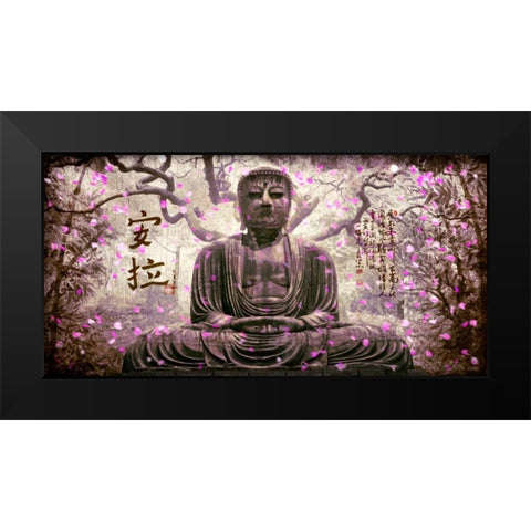 Buddha in tree lilac Black Modern Wood Framed Art Print by Ferriz, Jose