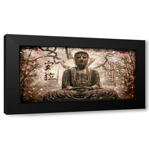 Buddha in tree silver Black Modern Wood Framed Art Print by Ferriz, Jose