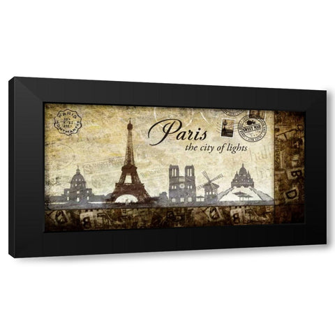 Collage Paris 02 Black Modern Wood Framed Art Print by Robert, Paul