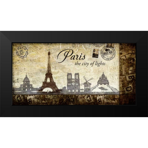 Collage Paris 02 Black Modern Wood Framed Art Print by Robert, Paul