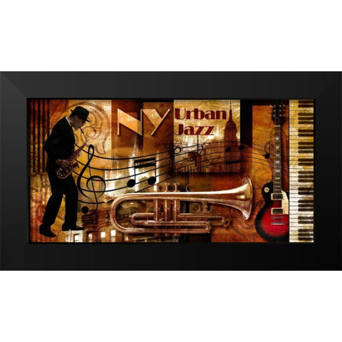 New York jazz 01 Black Modern Wood Framed Art Print by Robert, Paul